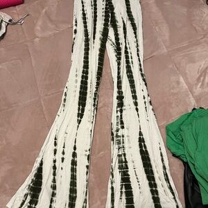 White and tie dye fashion nova flare pants
